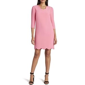 Tahari Scallop Neck & Hem Lined Shift Dress